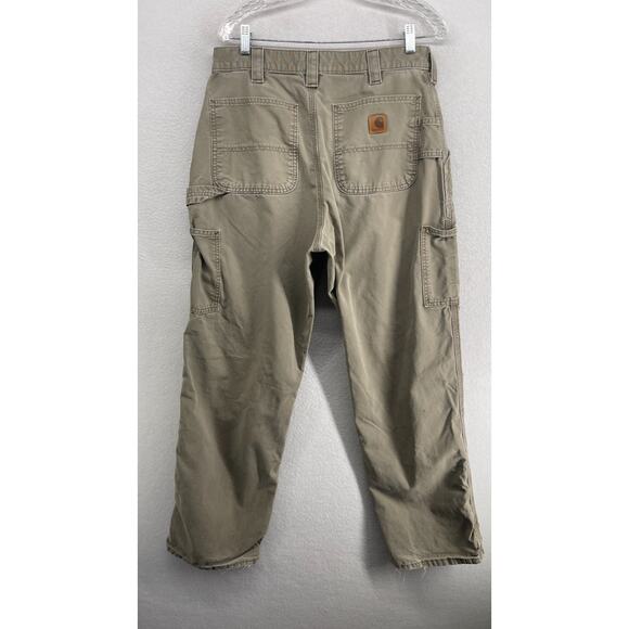CARHARTT Pants Mens 34x32 B151 Utility Work Canvas Carpenter Khaki Cotton Beige - Picture 2 of 14